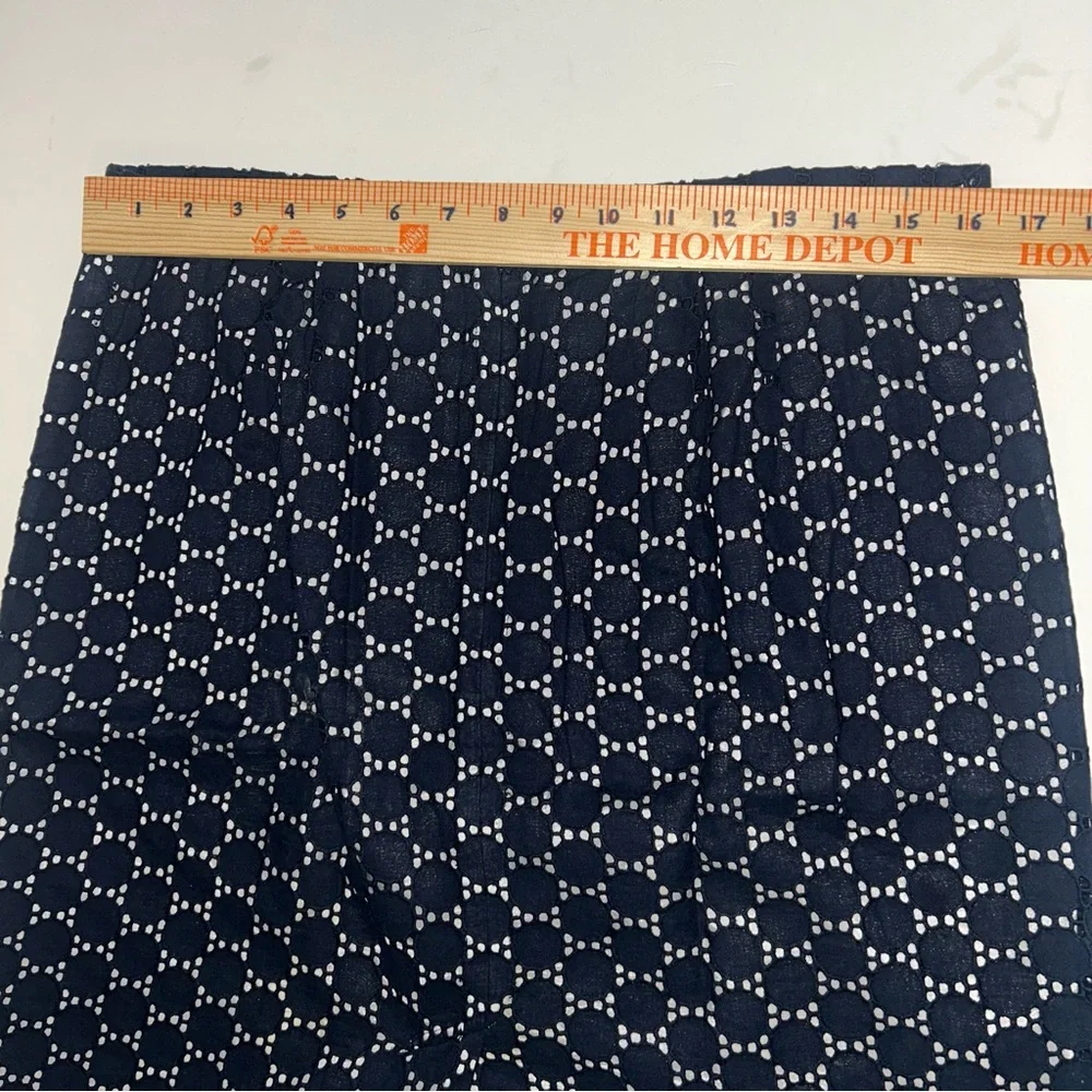 LOFT womens navy‎ eyelet LINED skirt Cotton Classic Business Causal Y2K size 10